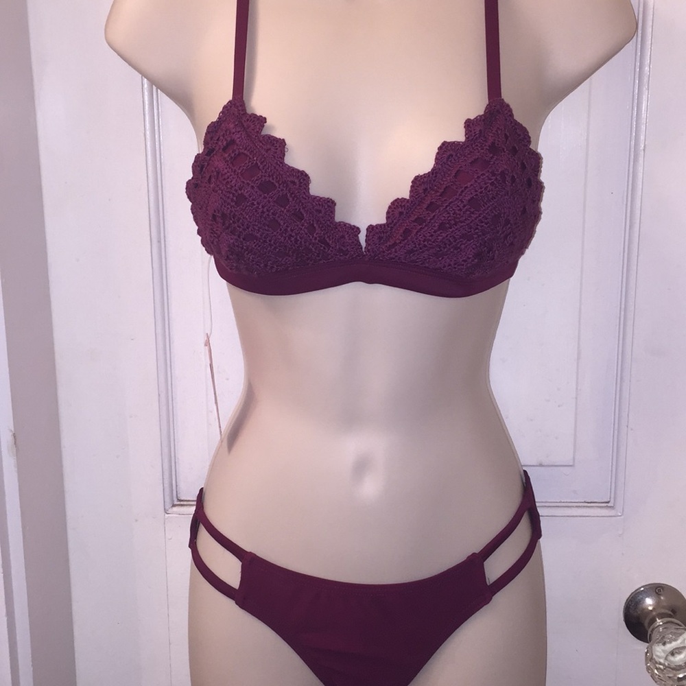 Wild berry crochet bikini